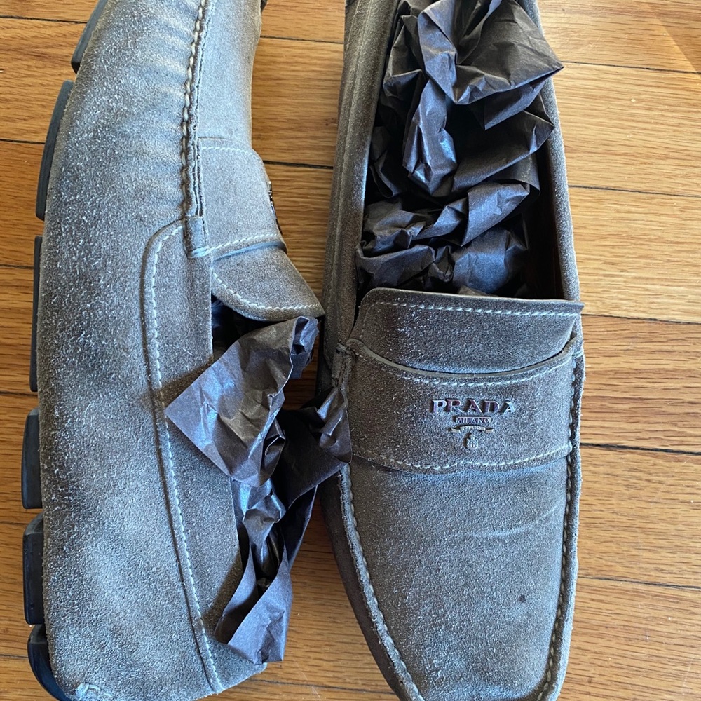 Prada Shoes Men’s Grey Suede Drivers Size 12 - Picture 2 of 4